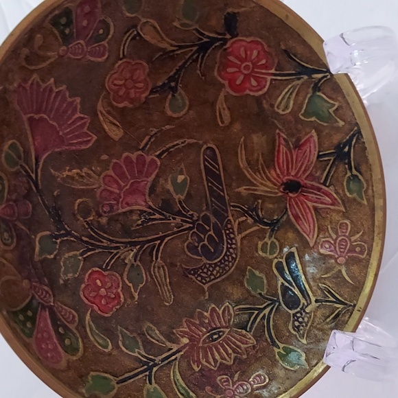 Brass Floral Decor Bowl Only,Made in India, 4in.Diameter.multicolor - Picture 2 of 4